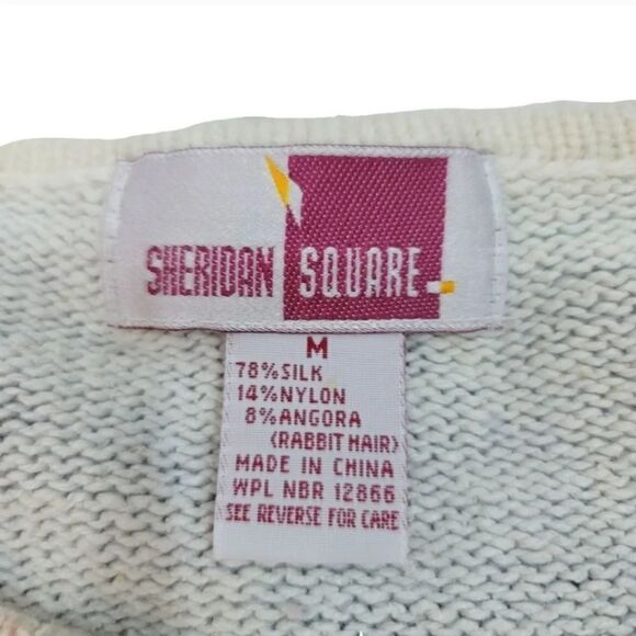 Vintage 80s Soft Silk and Angora Knit Blend Floral Animal Print Sweater Size M - Picture 5 of 7